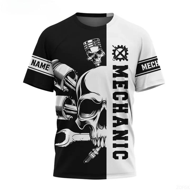 Short Sleeved Street Wear, Mechanical Repair Tool Pattern, Men s T-shirt, Mechanical Personalized 3D Printed Men s T-shirt Top S