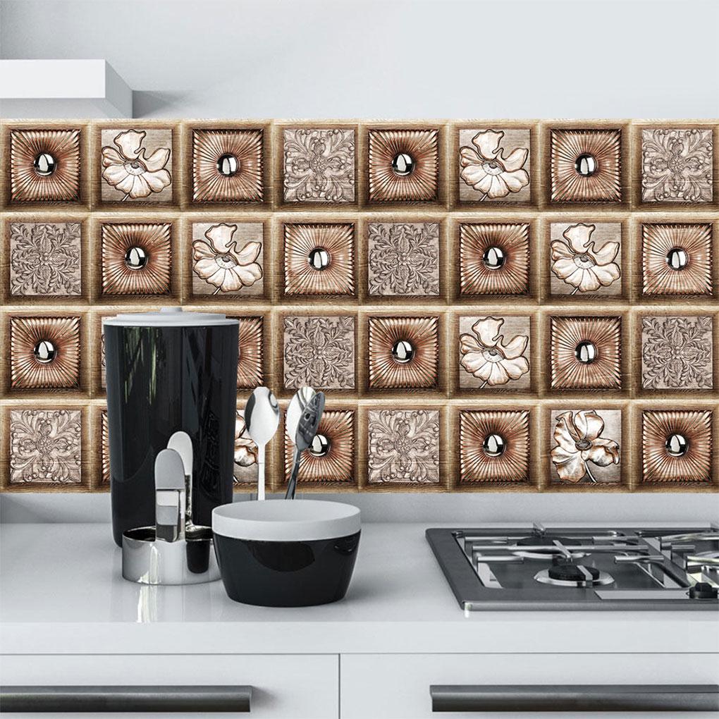 Płytka Ścienna Naklejka Ścienna Kwiatowa Mural Naklejka na Płytki Wodoodporna Samoprzylepna Naklejka na Płytki