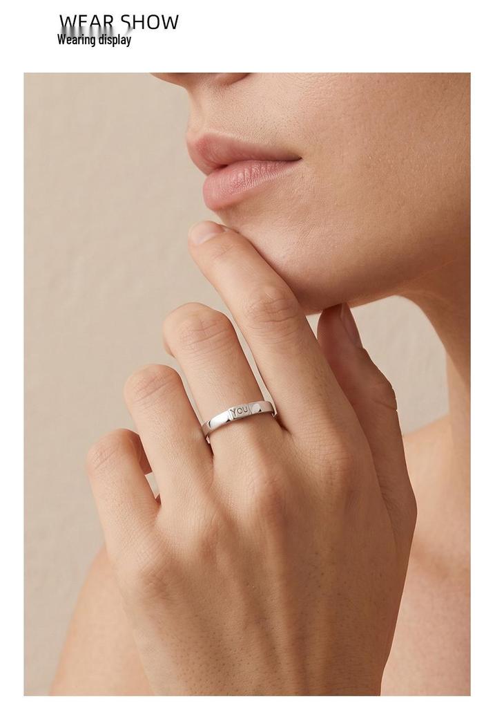 925 Sterling Silver You & Me Engraved Diamond Couple Rings - Unisex Personalized Design