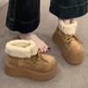 Retro Short Tube Thick-soled Snow Boots Women's Winter New 2025 Fleece Thickened and Heightened New Thermal Cotton Shoes
