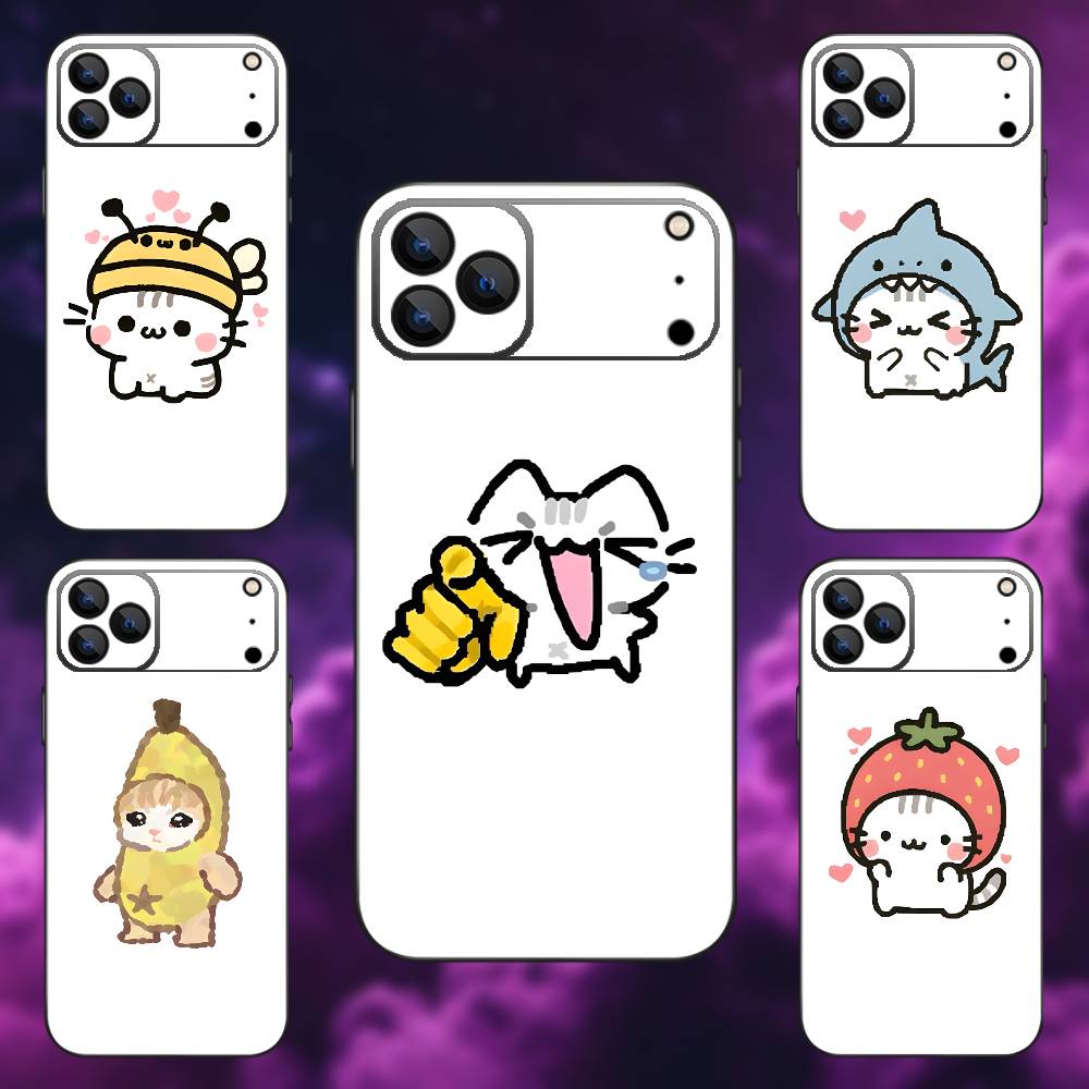 Quirky and cute cat hand drawing Phone Case For iPhone 17,16,15,14,13,12,Pro,Max,Plus,E,SE4,Air,Mini Black Soft Box