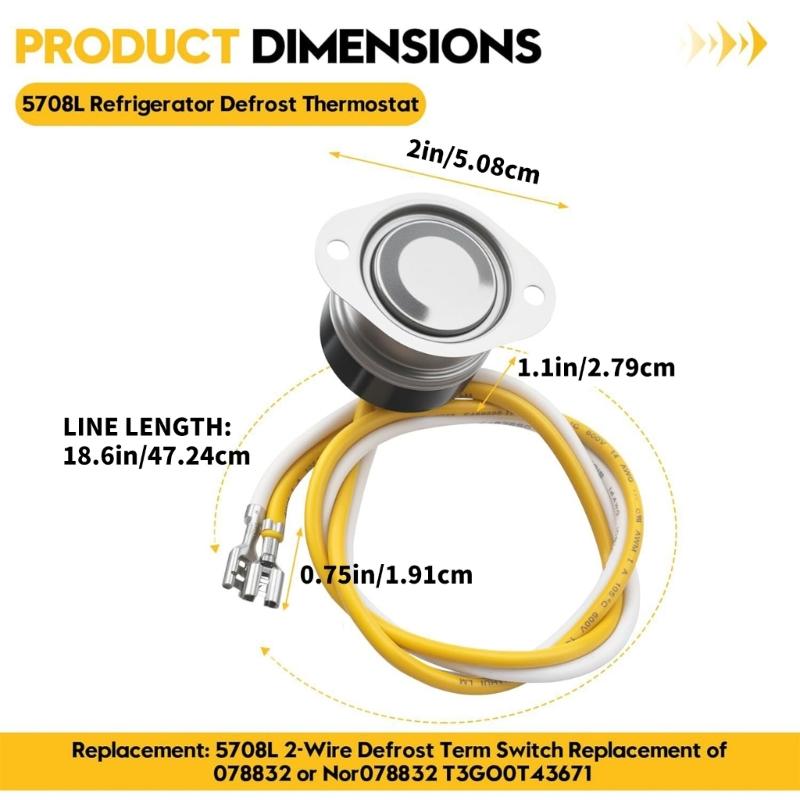 Refrigerator Defrost Thermostat Set Metal Texture for Efficient Frosts Reduction and Extended Appliance Lifespans