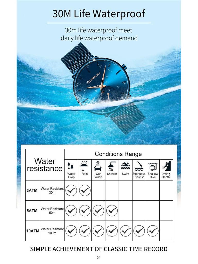 CRRJU 2150 Men's Casual Stylish Blue-Band Watch