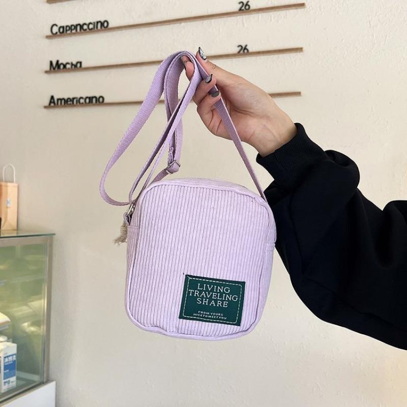 New retro versatile corduroy women's bag corduroy cloth bag striped shoulder messenger bag