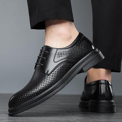 Sommer hohle Lederschuhe Herren 6CM Höhenzunahme Business Kleid Lederschuhe Schnürschuhe Lochschuhe 8CM Höhenzunahme