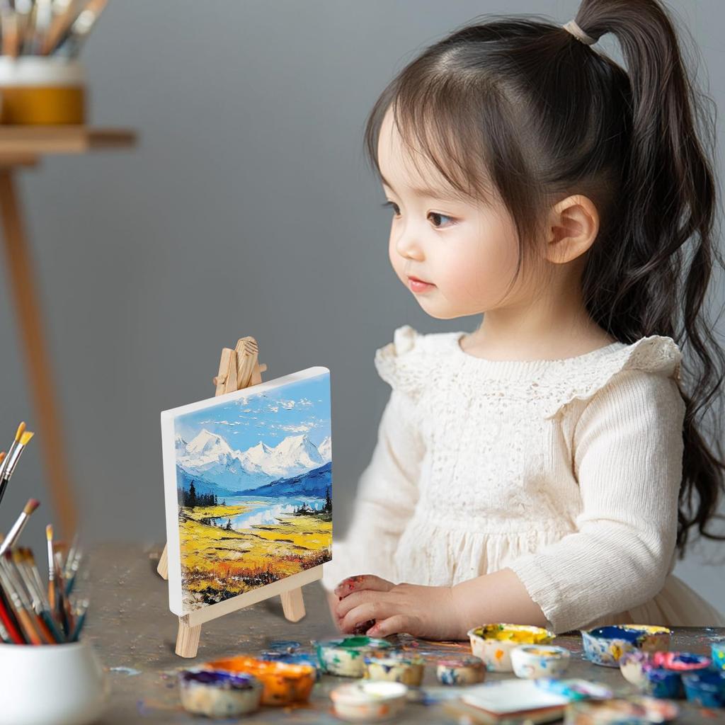 HANSILK Pack of 10cm X 10cm Square Mini Canvases with Perfect for Painting and Painting Suitable for and Oil Painting Canvas, 5, Easels, Practice,