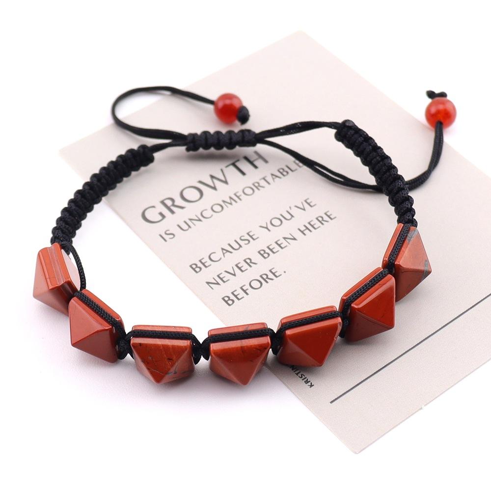 Natural Stone Woven Cone Bracelet, Pyramid Pagoda Woven Bracelet, Colorful Stone Beaded Woven Bracelet B105