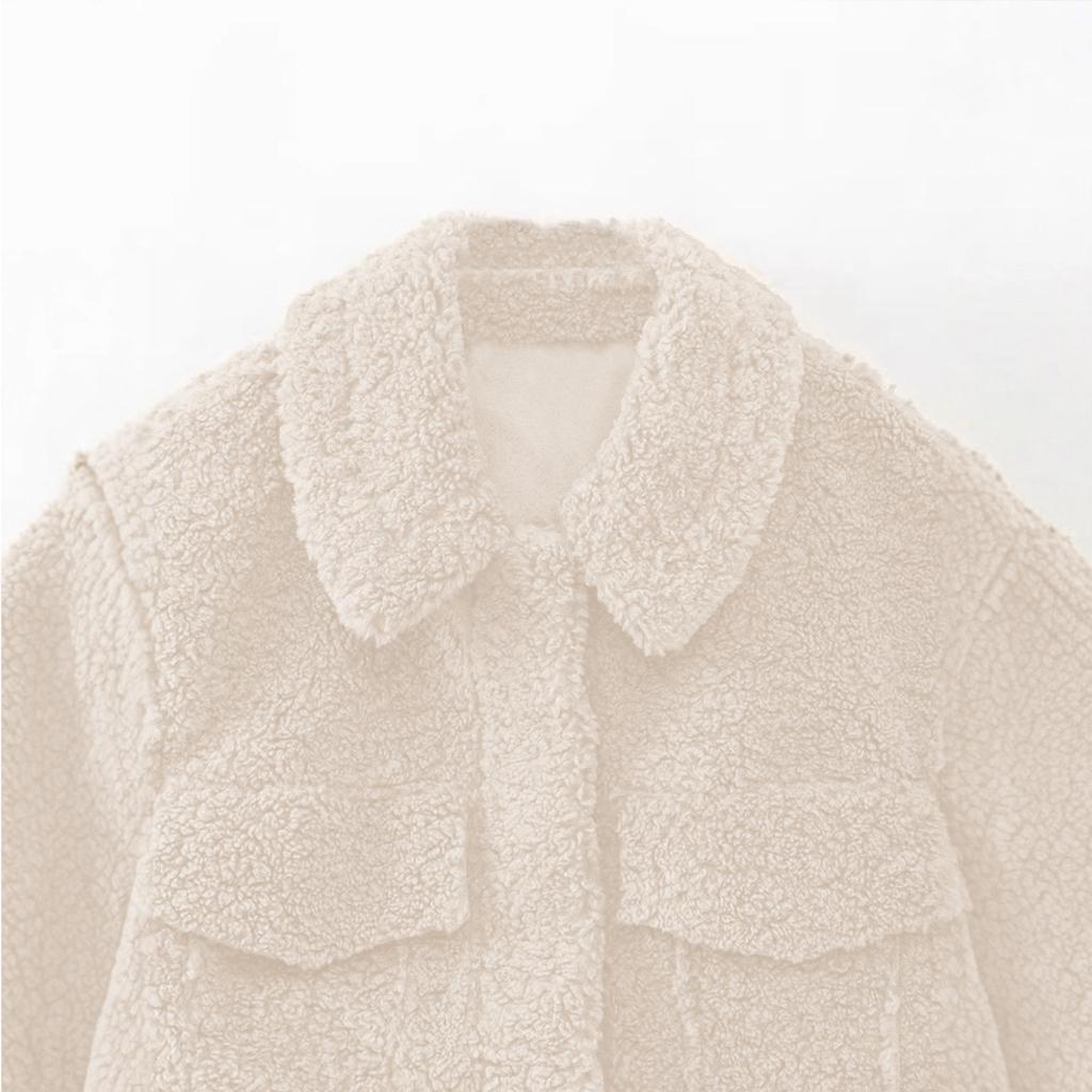 Women's Fleece Warm Lapel Short Long-sleeved Jacket