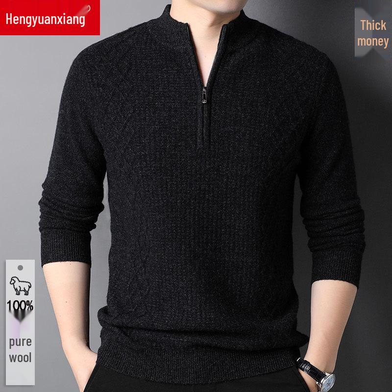 Hengyuanxiang Men's Autumn/Winter 2022 Wool Half-High Collar Sweater for Middle-Aged & Young