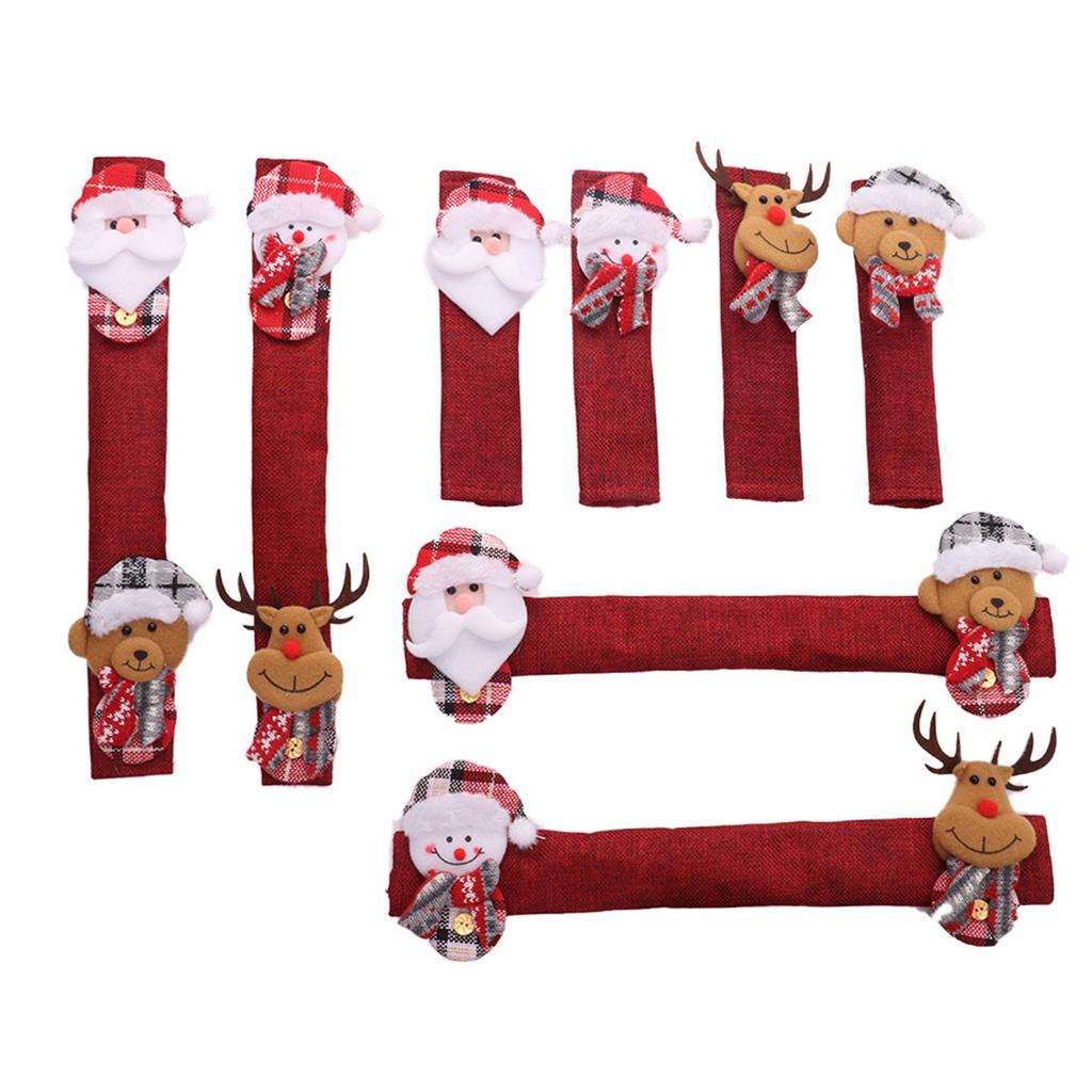 8 Pcs Refrigerator Door Handle Covers Anti Skid Christmas Decorations Handle Cover Keep Off Oil Stain Fingerprint