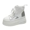 Fashion 8CM Autumn Spring Boots Women High Platform Sneakers Height Increasing Ankle Boots Thick Sole ZIP Breathable Canvas Women shoes