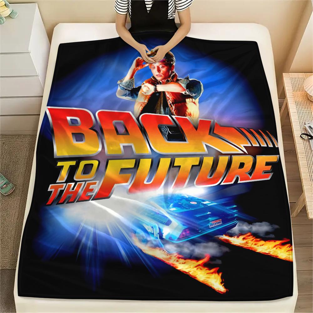 1PC Back To the Future Print Flannel Blanket, High Quality All Seasons, Home Decor, Warmth and Comfort, Perfect for Christmas Gifts
