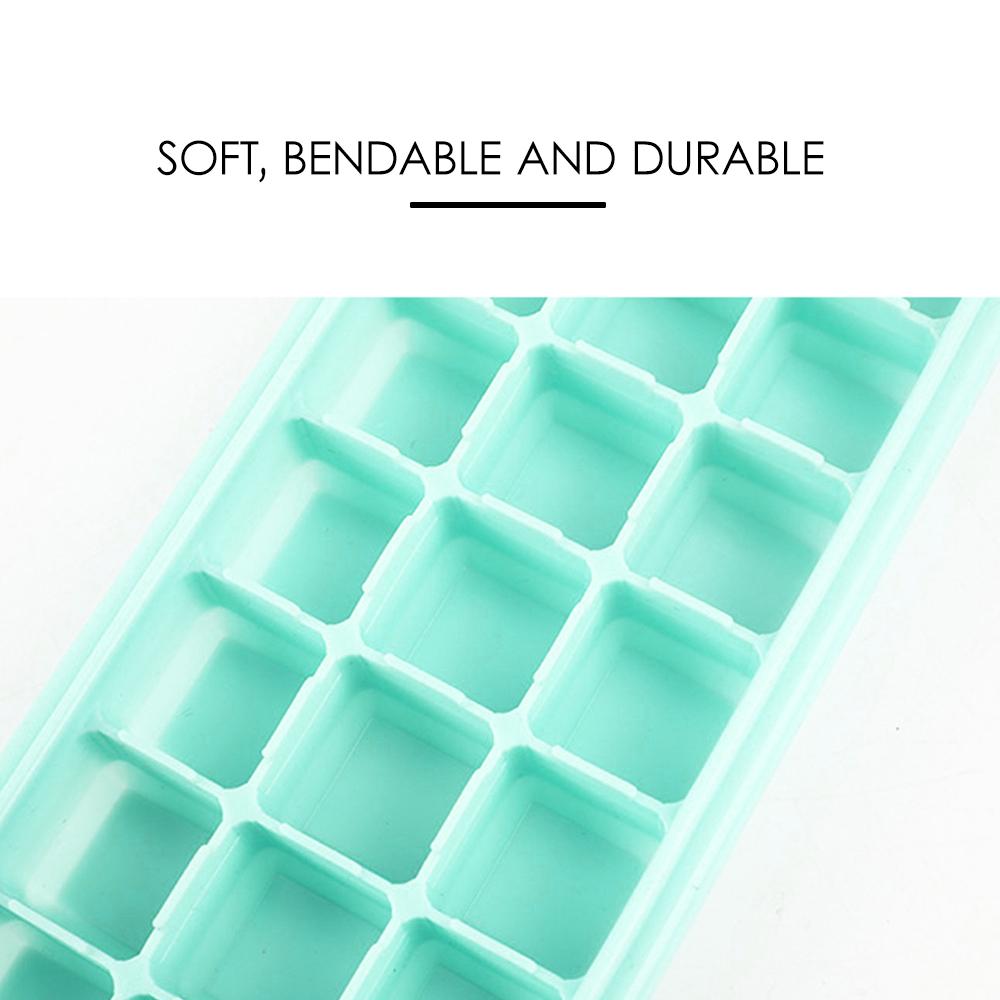 Silicone Ice Cube Tray Ice Cube Container Frozen Cubes 24 Compartments with Lid for Bars Households Party