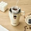 Tyeso 500ML Thermoses Insulated Coffee with Handle Portable Thermal Travel Mug for Hot Cold Drinks Outdoor Vacuum Office Home with Coffee Sticker