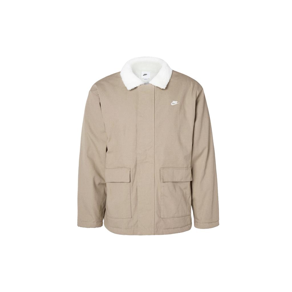 Nike Embroidered Logo Detail Casual Sports Long Sleeve Fleece-Lined Jacket Men Jackets Khaki FD6683-247