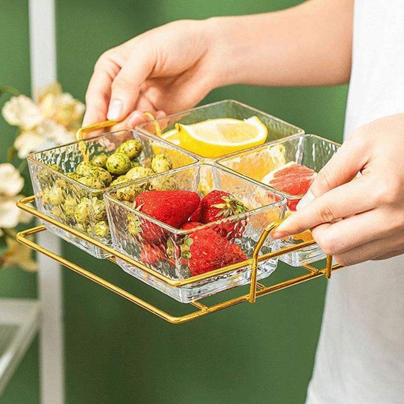 2 4 Compartment Fruit Bowl With Lid Separate Transparent Tray Removable Snack Container For Office Table Tea Time Party Kitchen