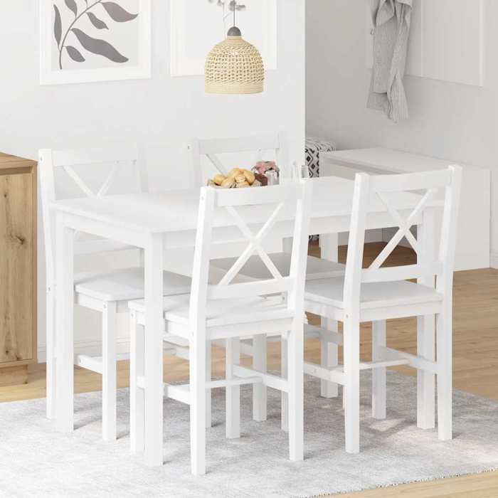 VidaXL Ensemble de salle à manger 5 pcs Blanc