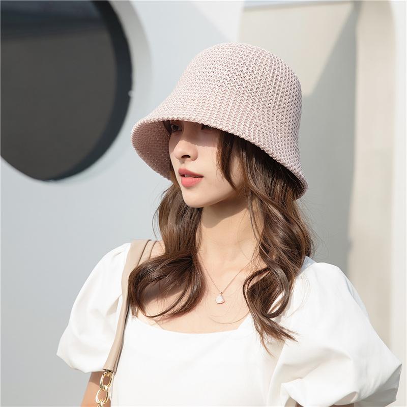 Bucket Hat Women's Face Revealing Small Spring and Summer Sunshade Hollow Thin Breathable Sun Hat Bucket Basin Hat