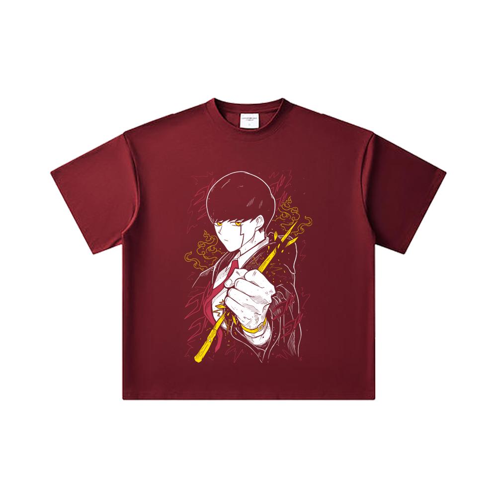 

260 GSM Double Yarn 32 Count 100% Cotton Mashle V1 Mash Print Unisex Heavy Cotton T Shirt 2XL вина червоного кольору