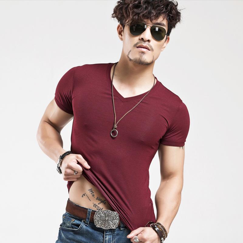 Men's Fitness V-Neck Short Sleeve Compression T-Shirt - White