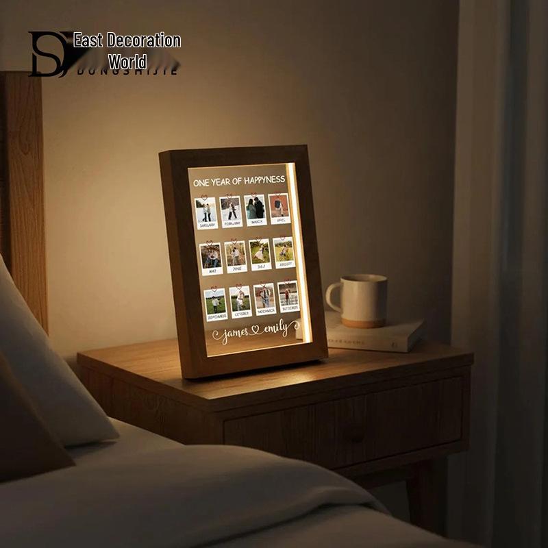 Heart Starry Sky LED Photo Frame: Custom Anniversary & Valentine's Day Gift