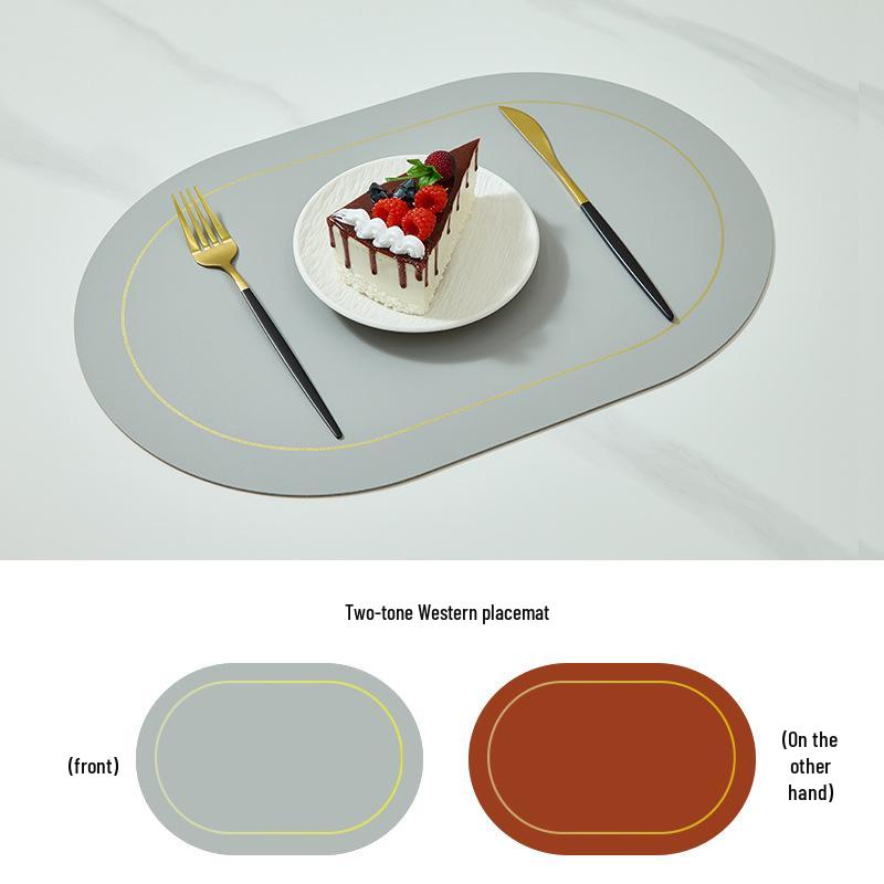 Waterproof Leather Oval Dining Table Placemat - Oil-Proof, Insulated Mat for Home & Hotel