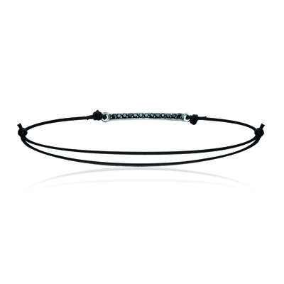 [K3417] – Schwarzes „Goddess“-Silberarmband (rhodiniert) – 20 x 2 mm