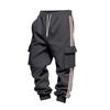 Men Cargo Jogger Sweatpants, Elastic Drawstring Waist Side Flap Cargo Pockets Stripe Seam Ribbed Ankle Cuffs Soft Fleece Casual Athletic Trousers