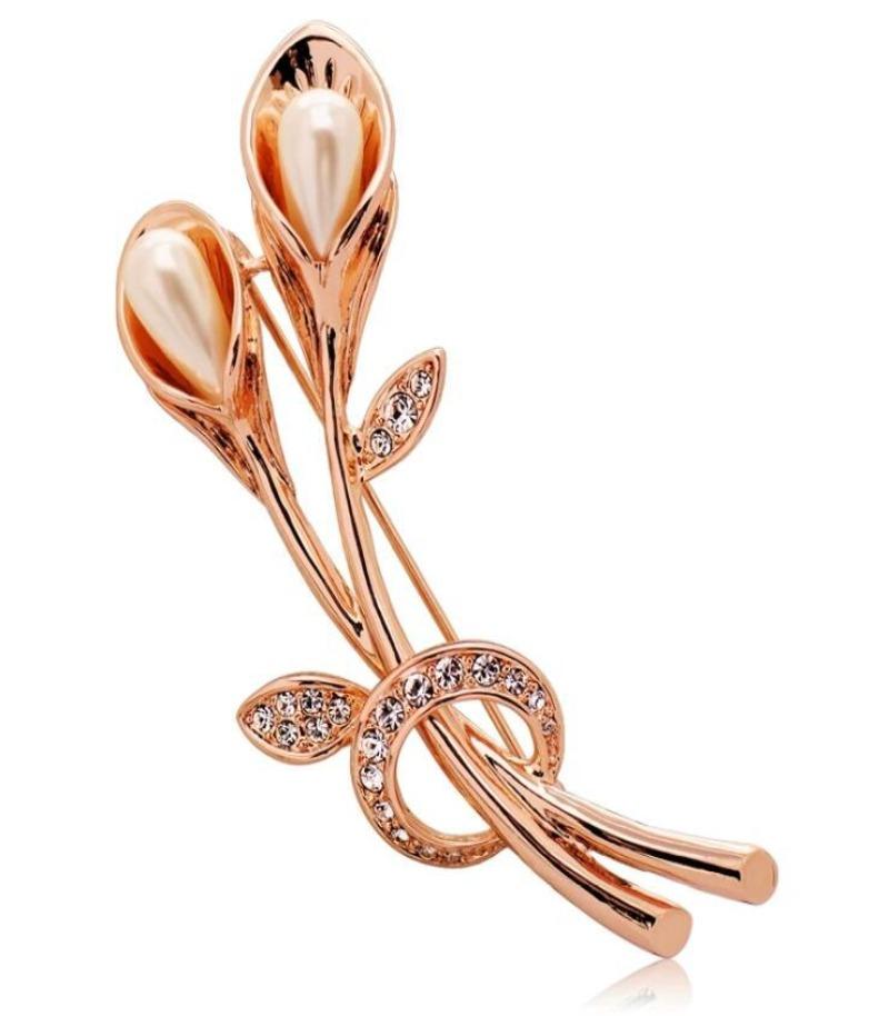 Rose Flower Brooches Rhinestone Brooch for Women Suit Pins Fashion Clothing Wedding Jewelry Accesorios Mujer Gifts
