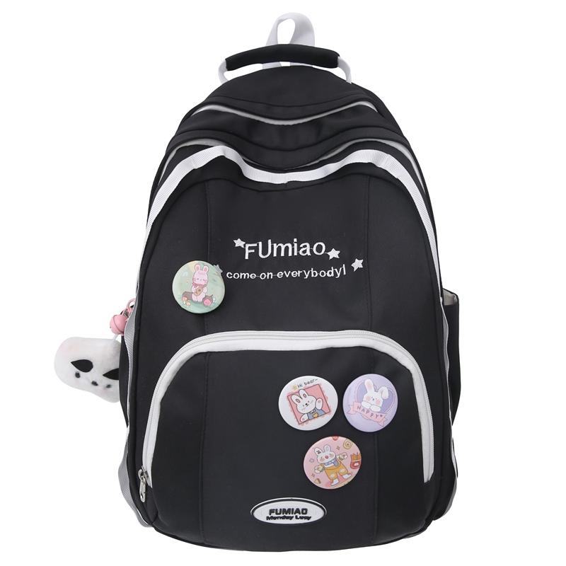 Color Block Backpack Female Junior High School Student Backpack Large Capacity Schoolbag Student Travel Bag