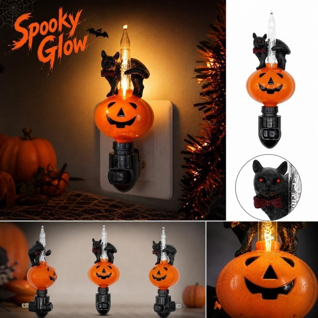 Halloween Pumpkin and Night Light for Seasonal Home Decor