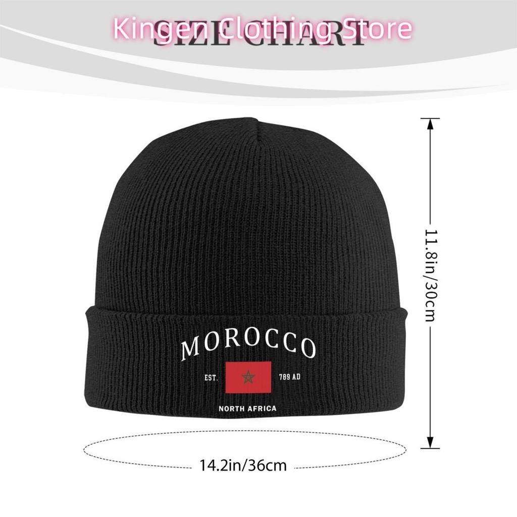 Custom Morocco Flag Skullies Beanies Caps Unisex Winter Warm Knit Hat Adult Moroccan Pride Patriotic Bonnet Hats Outdoor Ski Cap