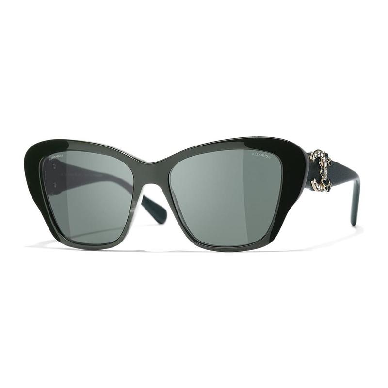 

CHANEL Butterfly Acetate Sunglasses Green Women s