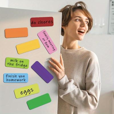 54 ks Barevné magnetické štítky Popisovatelné štítky na bílou tabuli Lednice Kancelář Garáž Lednička Skříňka Organizace polic Magnet na lednici
