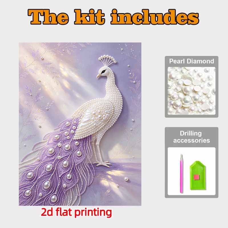 5D Pearl Painting Handmade DIY Exquisite Peacock Home Office Desktop Decoration Painting