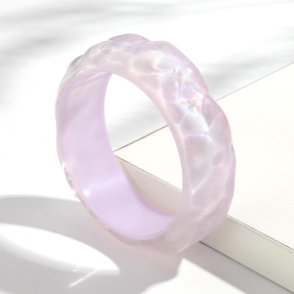 Glitter Colorful Wave Round Acrylic Thick Bangle for Women Girls New Korean Resin Wide Cuff Bracelets Sweet Jewelry Popular Gift