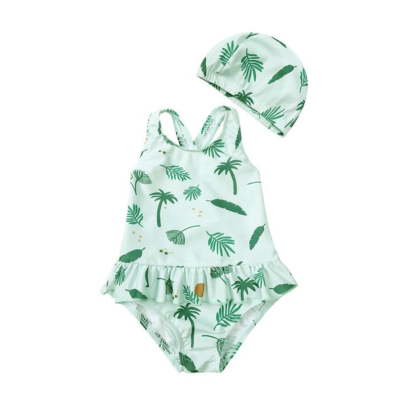 Girls Floral Backless One Piece Swimsuit Cute Cartoon Bathing Suit for Kids