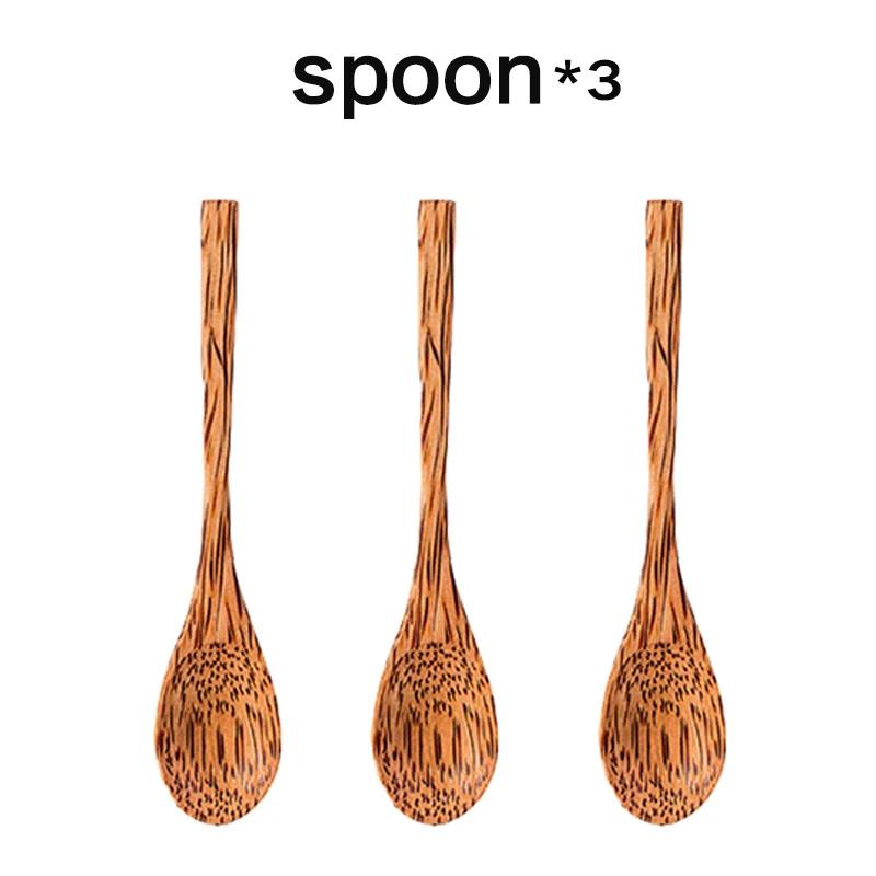 Natural Coconut Bowl 12-15cm Handmade Wooden Tableware Wood Spoon Dessert Fruit Salad Mixing Rice Ramen Bowl Kitchen Dinnerware