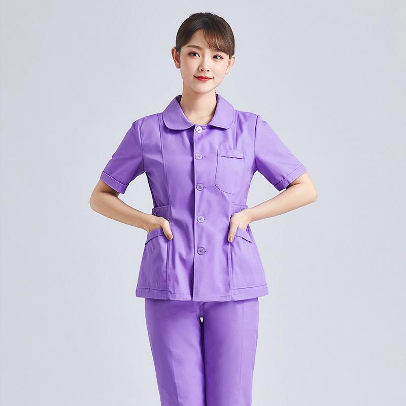 Women's Short Sleeve & Long Sleeve Dark Green Nurse Uniform Set