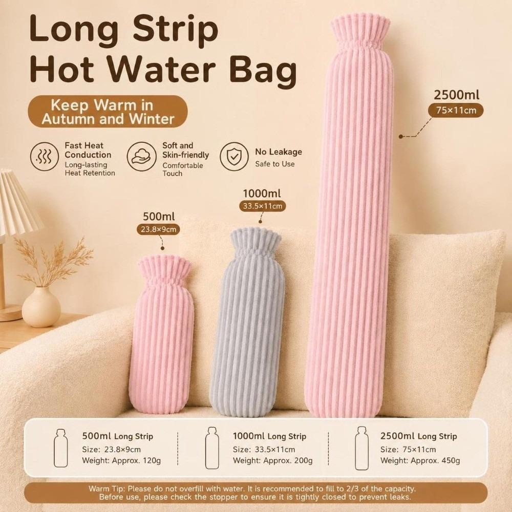 With Soft Corduroy Cover Hot Water Bag Extra Long Warm Water Bag  Winter Hand Warmer