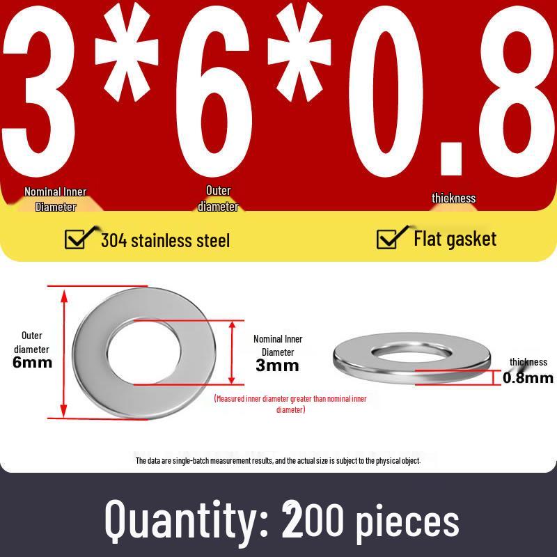 Plochá podložka z nerezové oceli 304 pro nastavení vůle hřídele (0,1/0,2/0,3 mm)