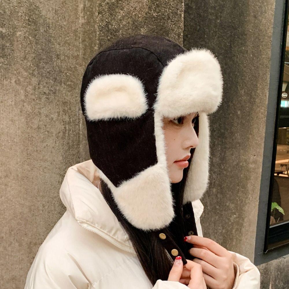 Cold Resistant Winter Pilot Hat Keep Warm Lei Feng Hat Multifunctional Plush Cycling Hat  Men