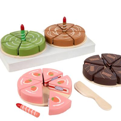 Baby-Spielküche Lebensmittelspielzeug Holz-Geburtstagskuchen Schneidespielzeug Baby Montessori Lernspielzeug Vorschulspielzeug Geschenke für Kinder