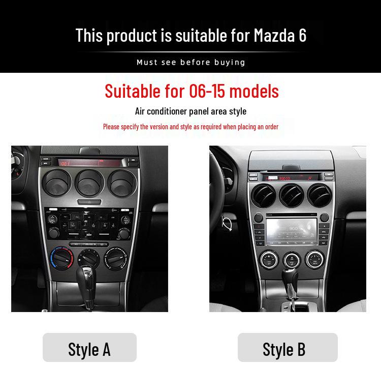 Mazda 6 Mittkonsol Växelspak Film: Dekorationsstickers för interiör (2003-2015)