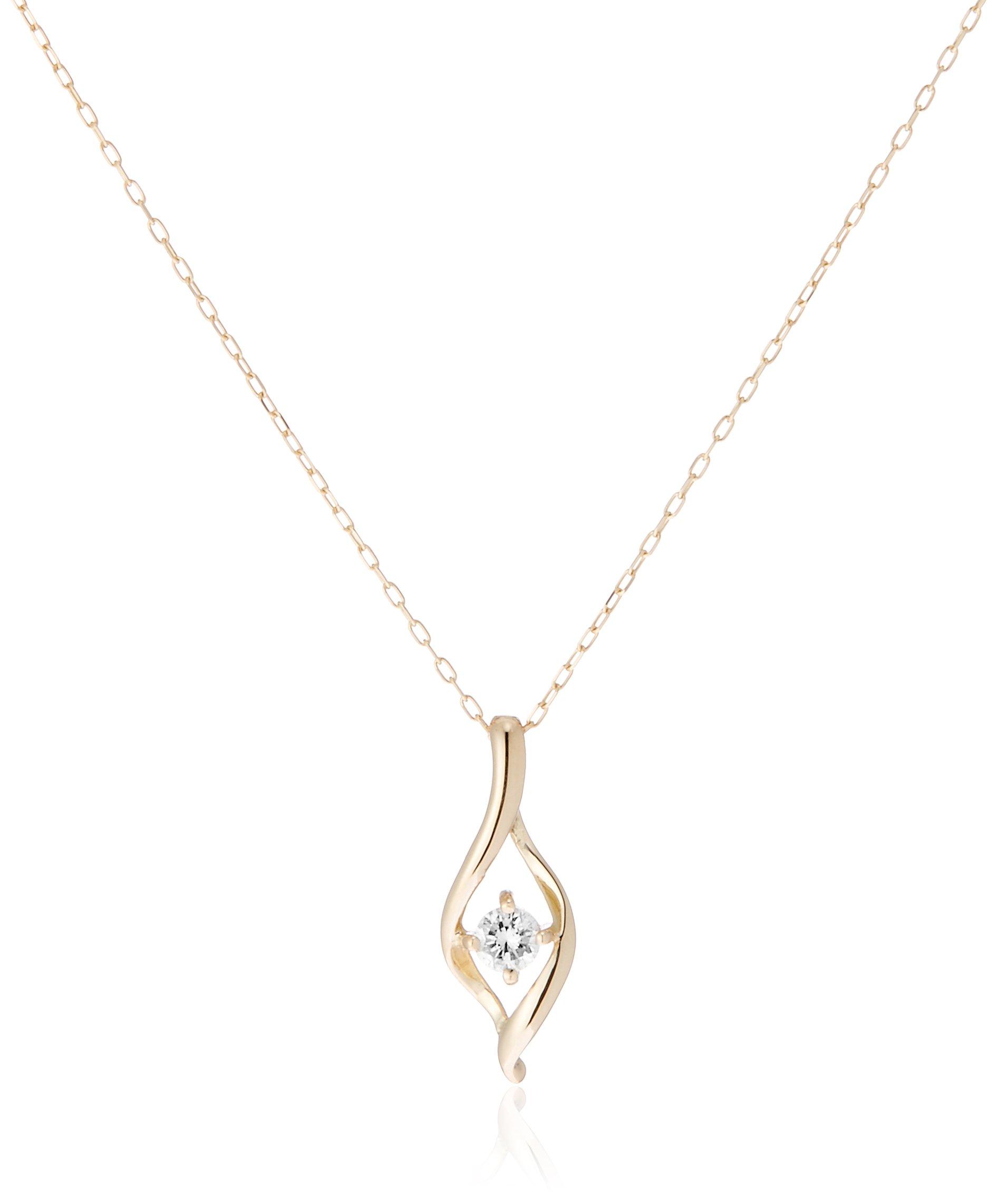 

[Estelle] [Official] [Amazon.co.jp Exclusive] Women s Necklace in 10K Yellow Gold with Diamonds and a Drop Motif (Product Code: 0344-1407-0014-0000)