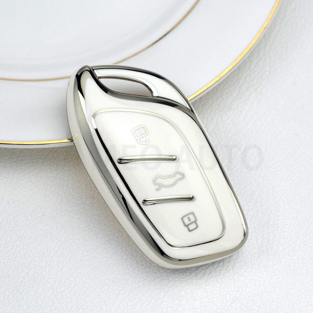 Housse de clé souple en TPU colorée à 3 boutons pour clé Mg4 Mg4 Ev, étui pour clé Mg Hs Gt Zs Ev Zx Mg5 Mg6 Pour Roewe Rx3 Rx5 Rx8 Erx5 I6 I5 white