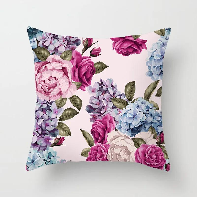 Flower Printed Square Pillow Cushion Cover, Car Sofa, Office Chair Pillowcase, Minimalist Home Decoration