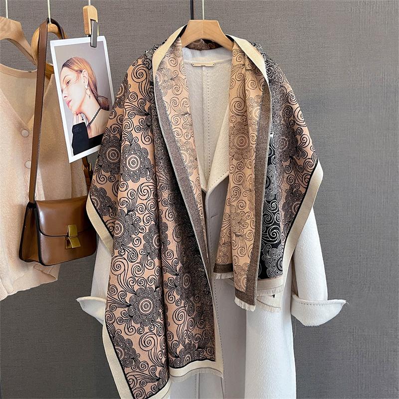 Winter Women Print Imitation Cashmere Scarves Autumn and Winter Female Thick Fashion Warm Soft Wild Scarf Shawl Poncho Stoles