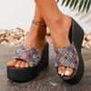Wedge Heel Slippers Women's Summer Fashion Outer Wear Muffin Thick Bottom Sandals Open Toe Women's One-word Drag