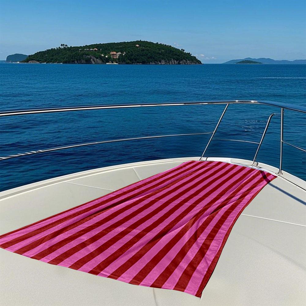 Pink & Red Striped Quick Drying Bath Towel Microfiber Beach Towel Light Weight Swimming Camping Yoga Beach Out
